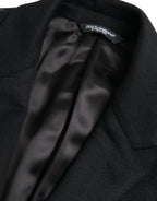 Schwarzer einreihiger Trenchcoat