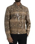 Beige Bikerblousonjacke aus Exotischem Leder