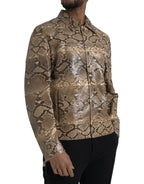 Beige Bikerblousonjacke aus Exotischem Leder