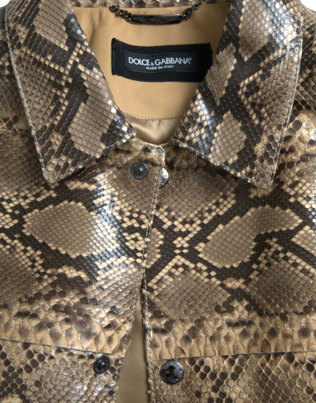 Beige Bikerblousonjacke aus Exotischem Leder