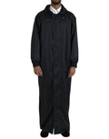 Schwarze Kapuzen-Langwindjacke aus Polyester