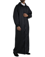 Schwarze Kapuzen-Langwindjacke aus Polyester