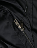 Schwarze Kapuzen-Langwindjacke aus Polyester