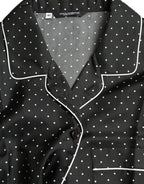 Camicia a maniche lunghe in seta a pois neri