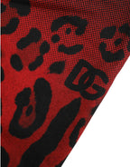 Rote Baumwoll-Bermuda-Shorts mit Leopardenmuster