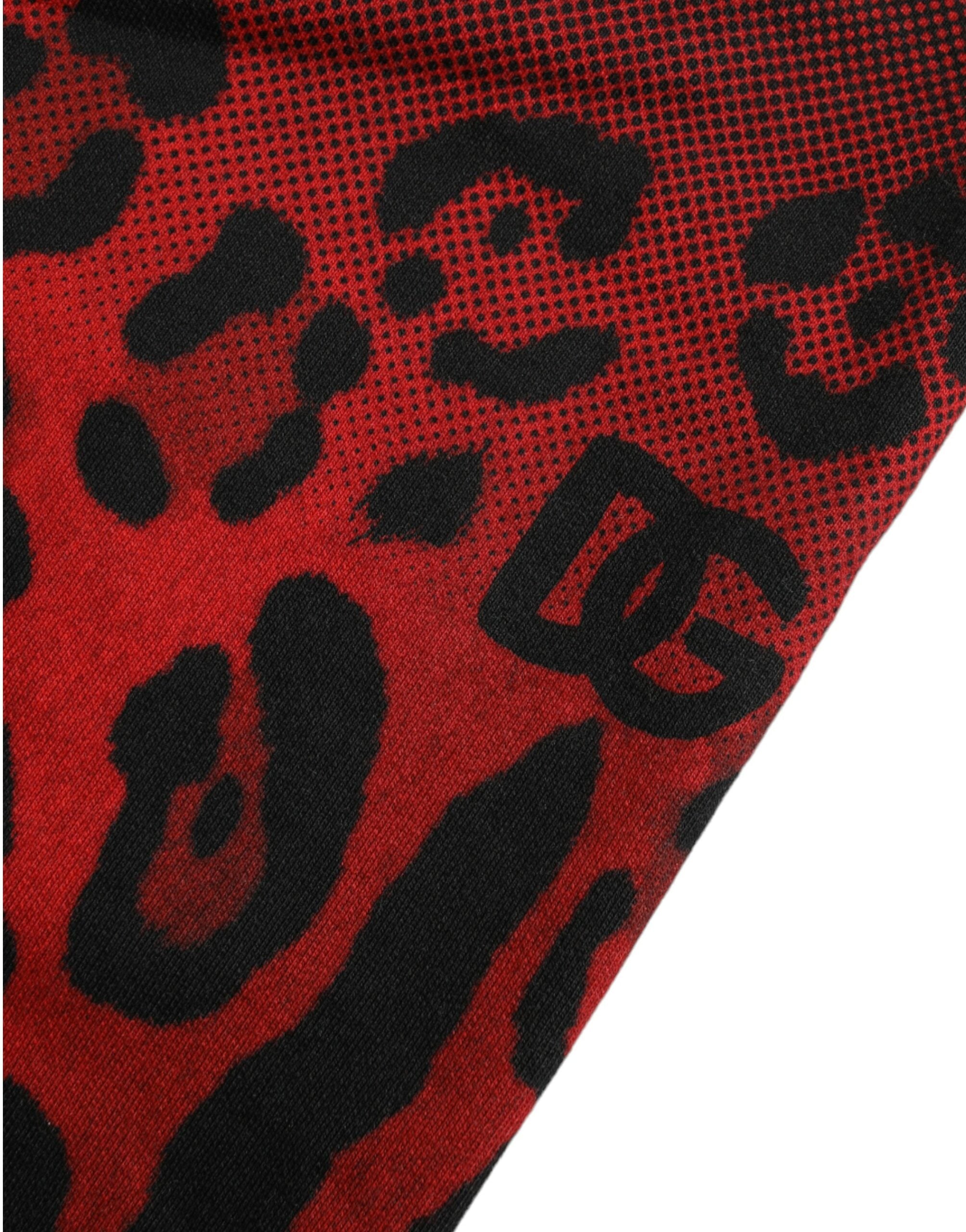 Rote Baumwoll-Bermuda-Shorts mit Leopardenmuster