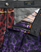 Mehrfarbige Tiger-Leoparden-Baumwollhose, locker zulaufend
