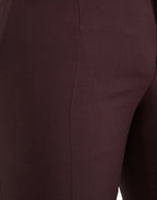 Maroon Wool Men Slim Fit Dress Pants