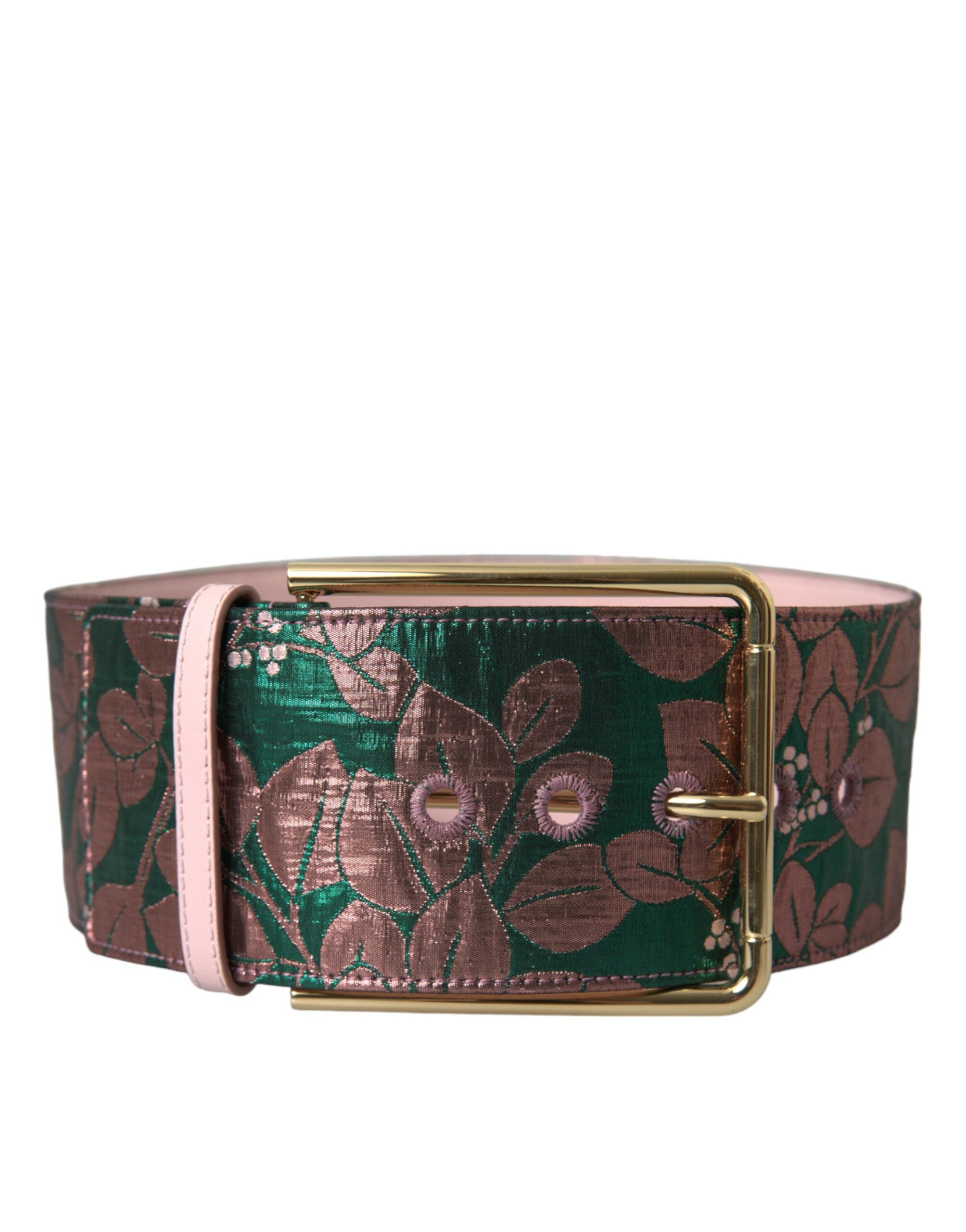 Multicolor floraler Jacquard-Gürtel mit Lurex- und goldener Schnalle