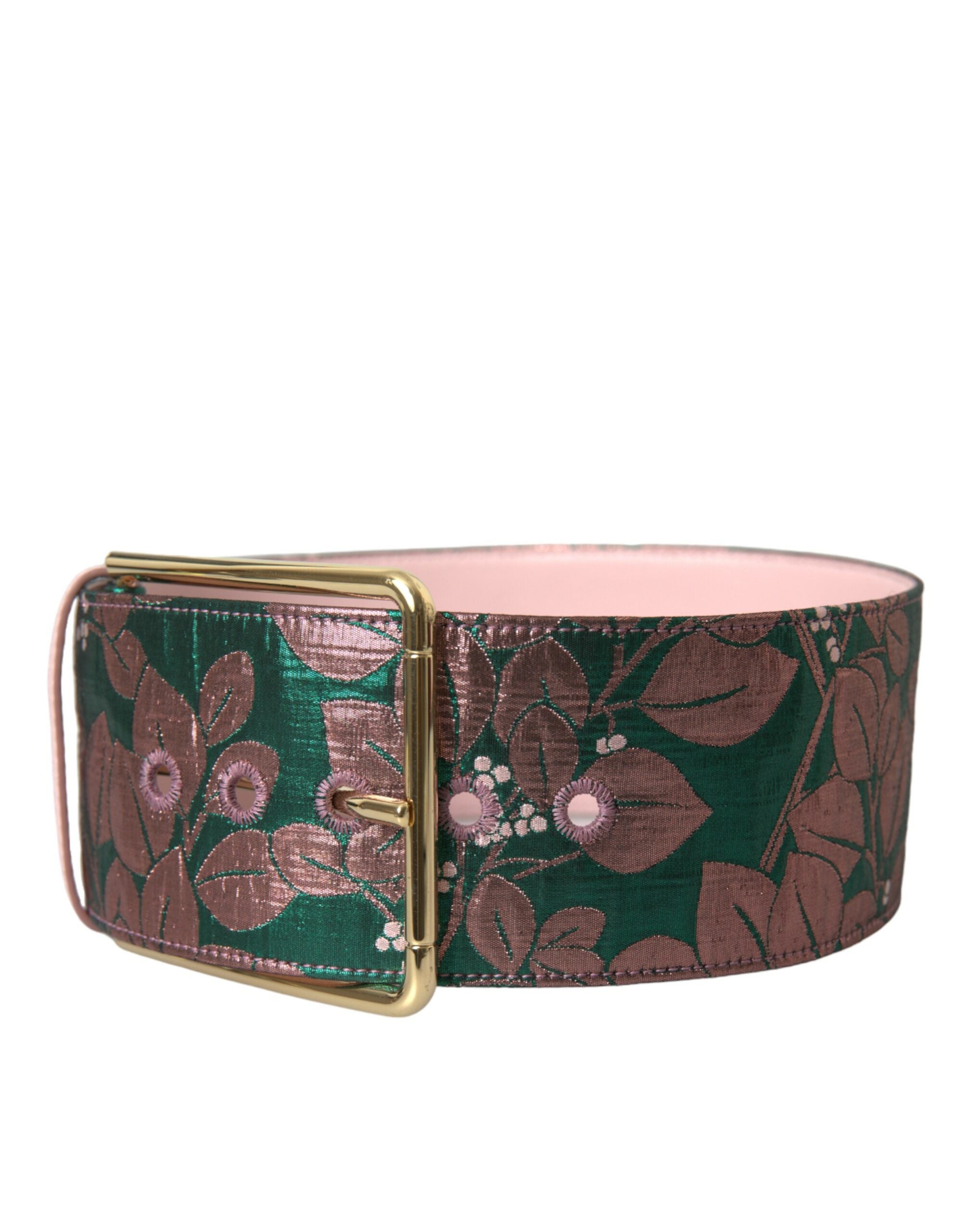 Multicolor floraler Jacquard-Gürtel mit Lurex- und goldener Schnalle