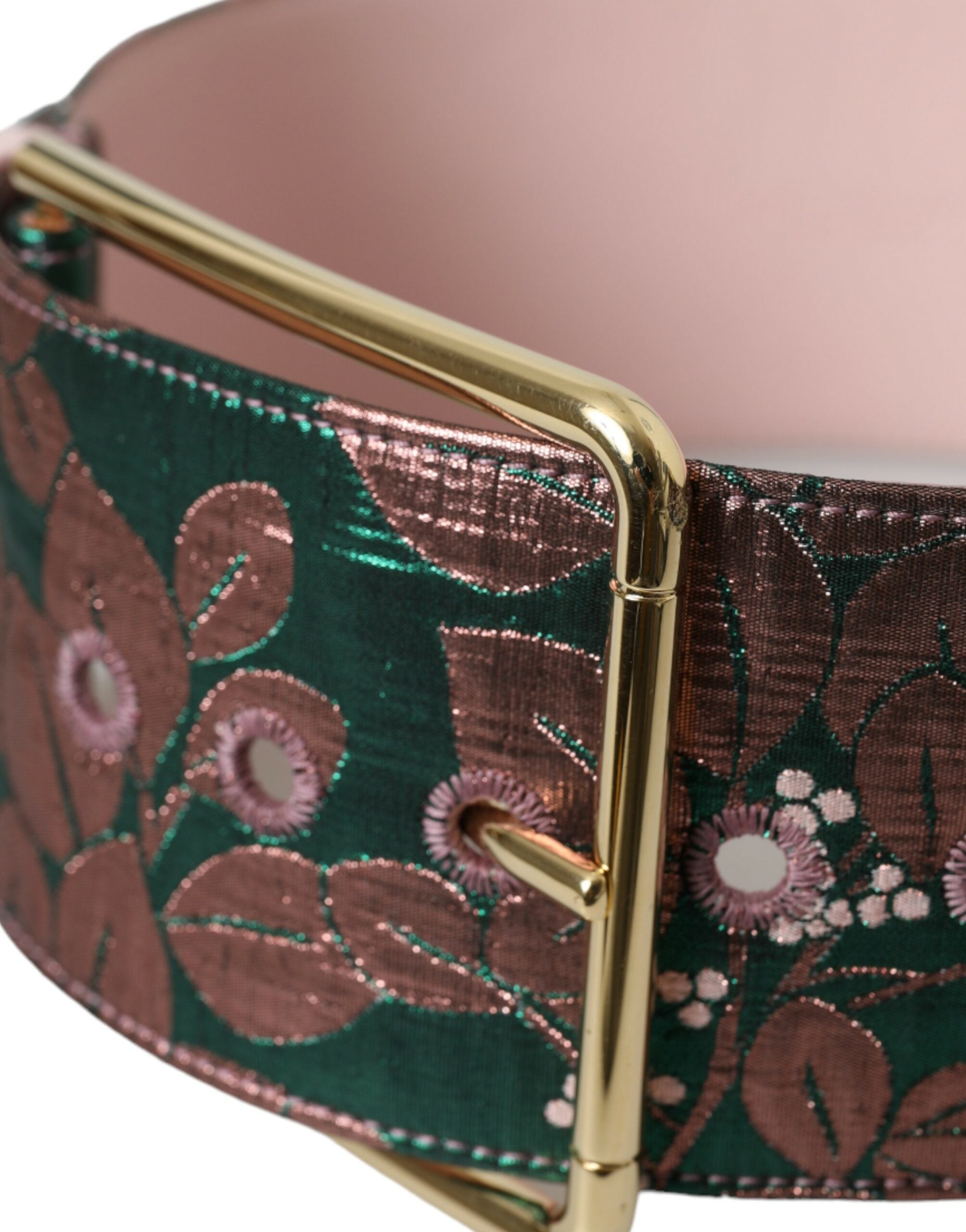 Multicolor floraler Jacquard-Gürtel mit Lurex- und goldener Schnalle