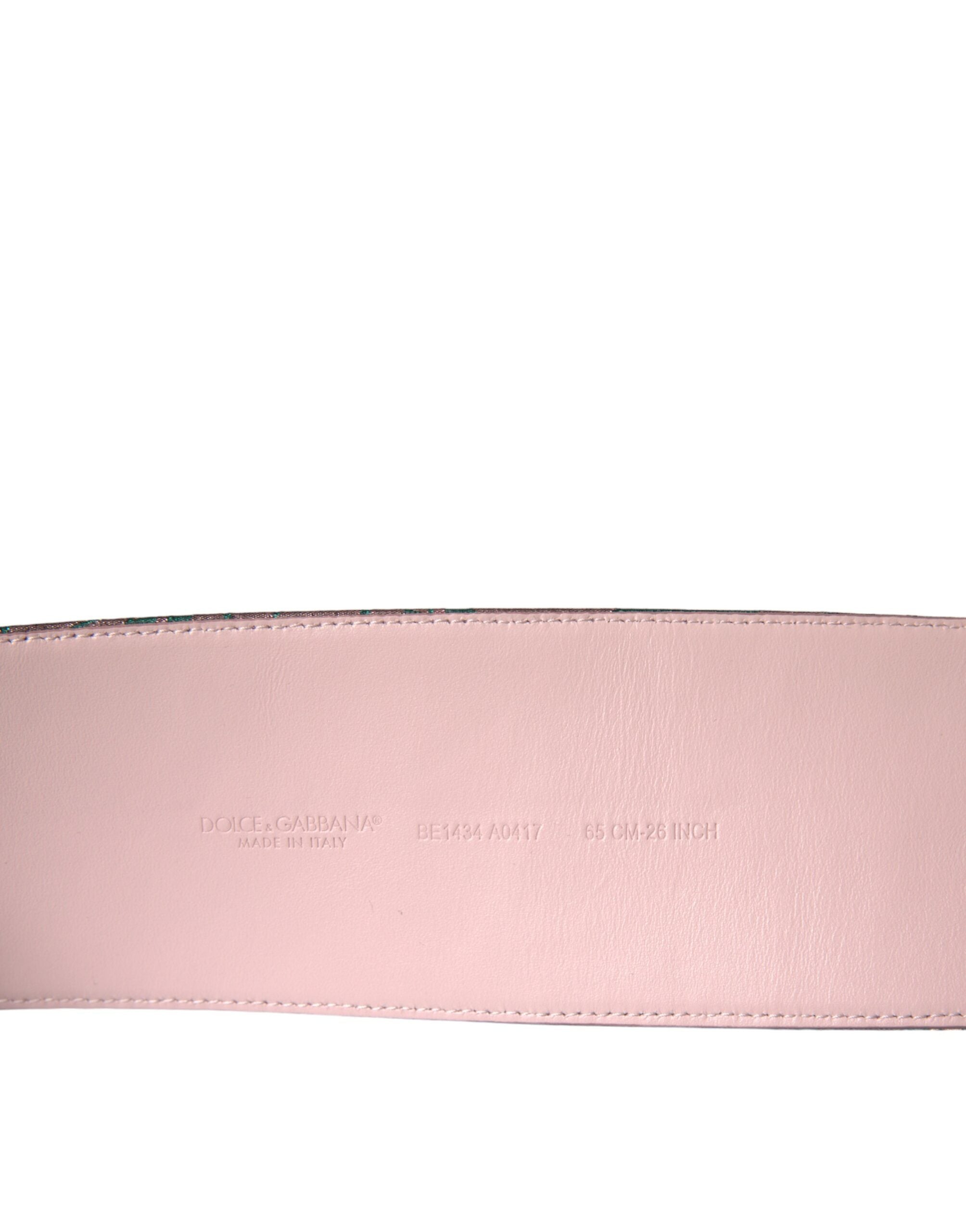 Multicolor floraler Jacquard-Gürtel mit Lurex- und goldener Schnalle