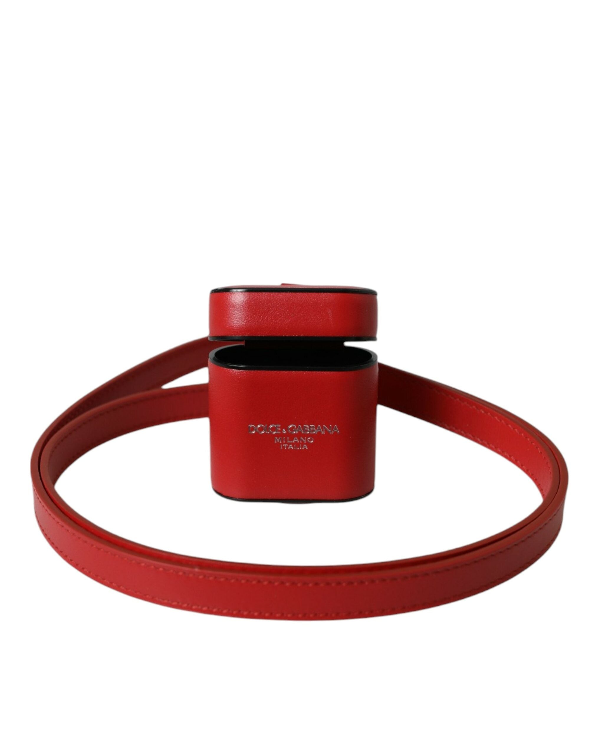 Rotes Kalbsleder Logo Print Strap Herren Airpods Hülle