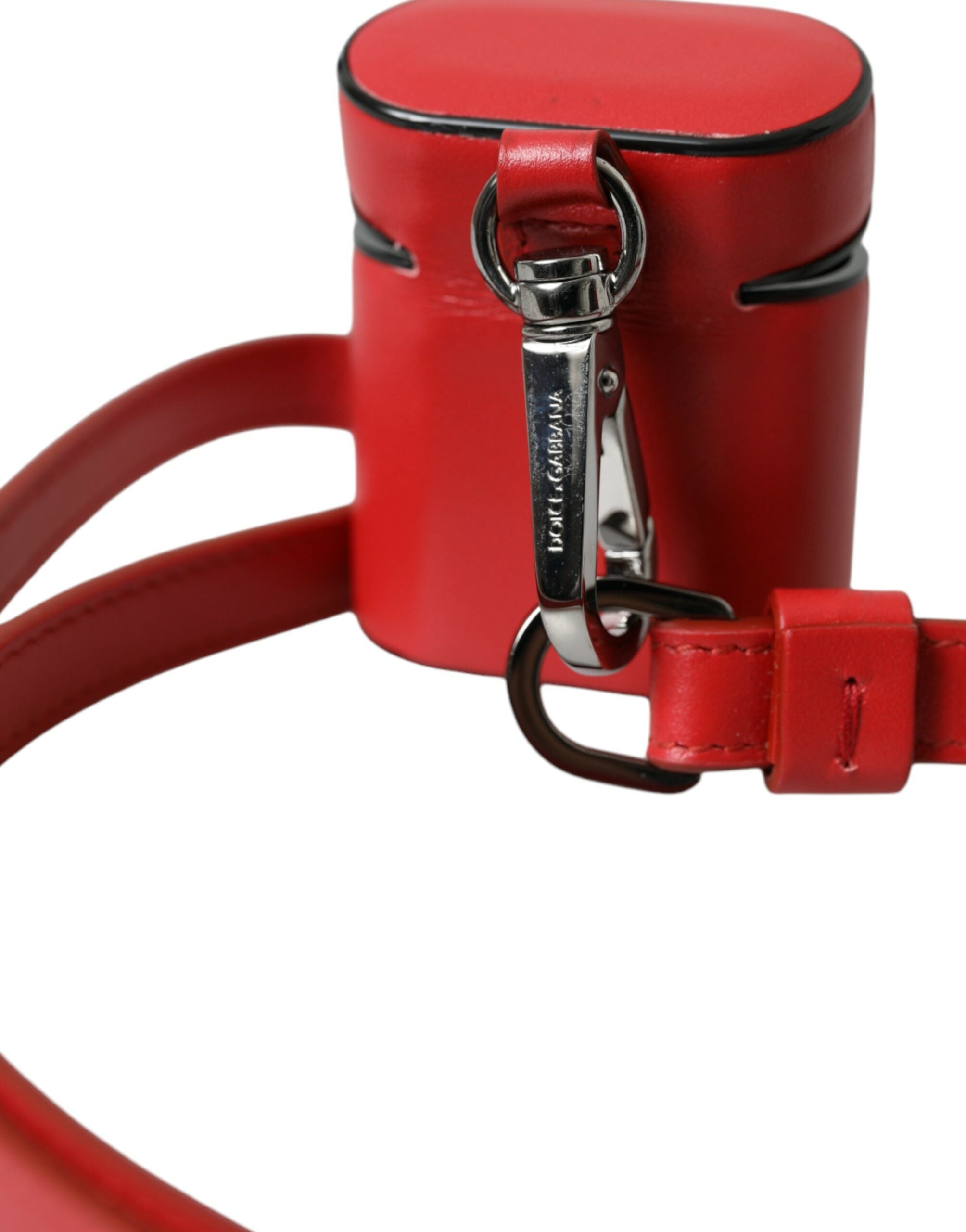 Rotes Kalbsleder Logo Print Strap Herren Airpods Hülle