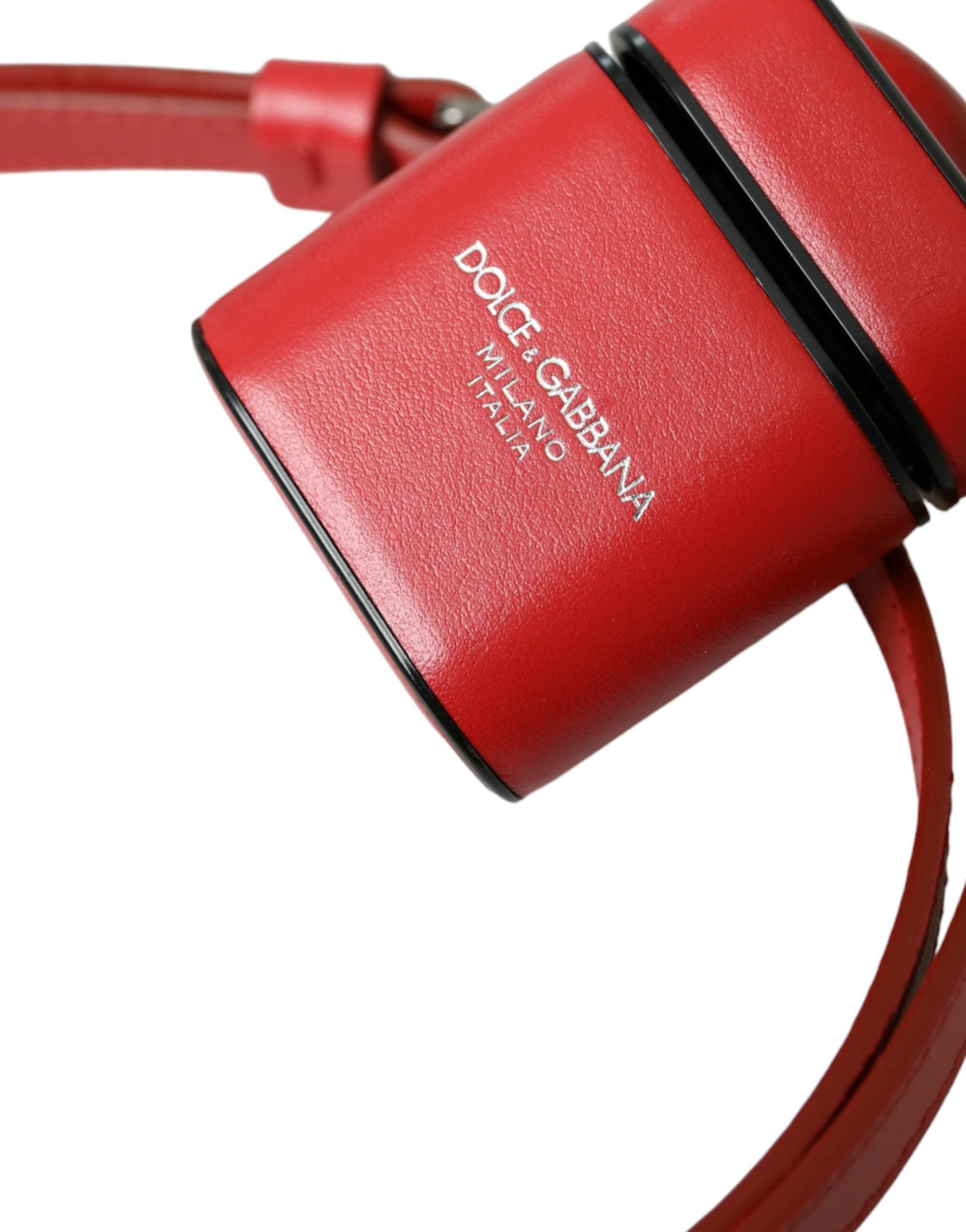 Rotes Kalbsleder Logo Print Strap Herren Airpods Hülle