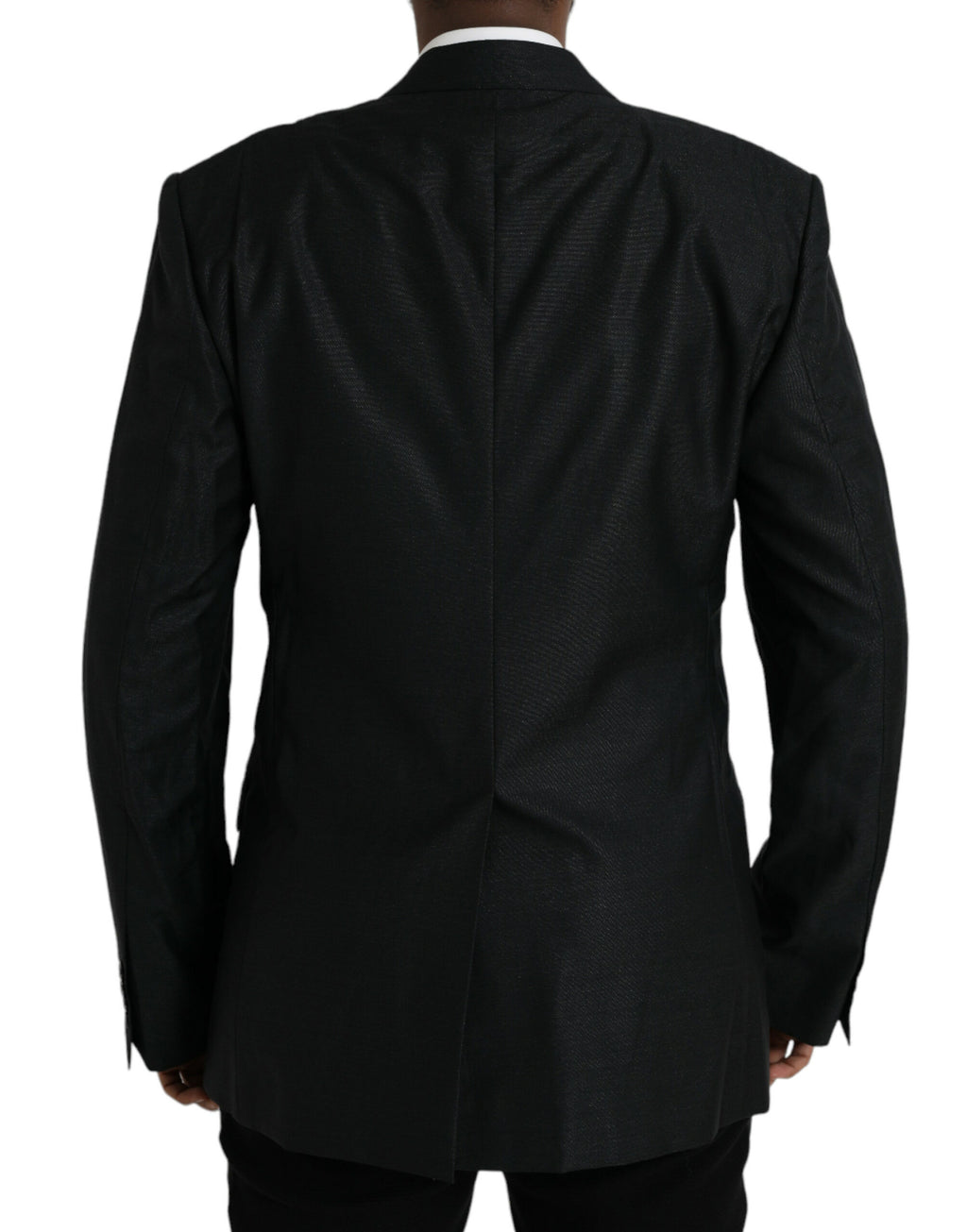 Schwarzer Woll-Notch-Einreiher-Mantel-Blazer