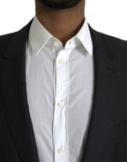Schwarzer Woll-Notch-Einreiher-Mantel-Blazer
