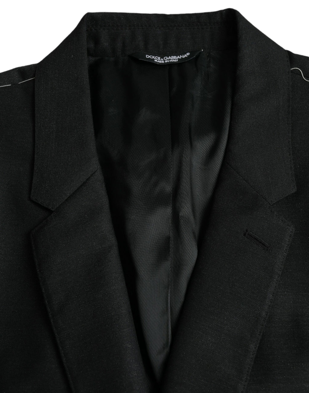 Schwarzer Woll-Notch-Einreiher-Mantel-Blazer