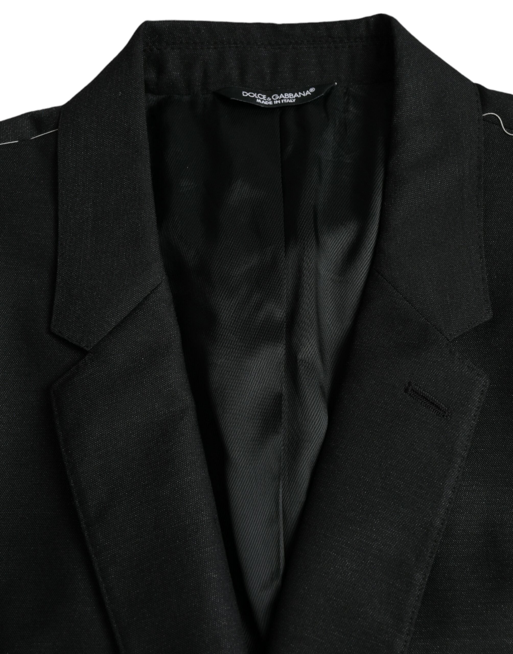 Schwarzer Woll-Notch-Einreiher-Mantel-Blazer
