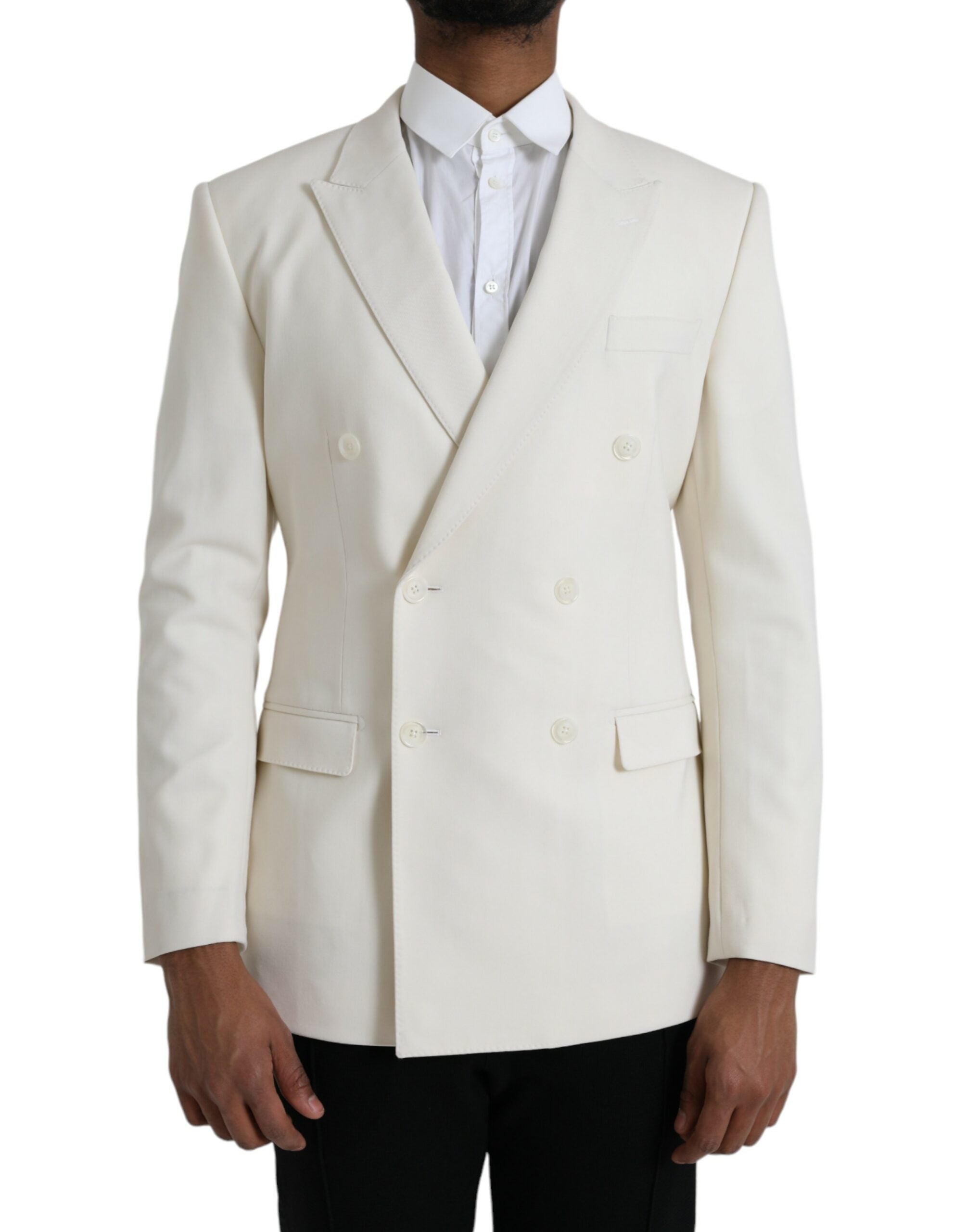 Weißer Martini-Blazer mit doppelter Knopfleiste