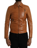 Braune Lammleder Blousonjacke mit Reißverschluss