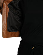 Braune Lammleder Blousonjacke mit Reißverschluss