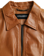 Braune Lammleder Blousonjacke mit Reißverschluss