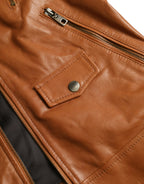 Braune Lammleder Blousonjacke mit Reißverschluss