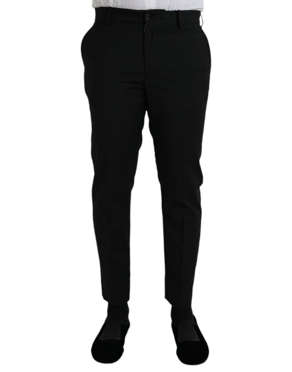 Schwarze Slim-Fit Business-Hose aus Wolle