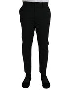 Schwarze Slim-Fit Business-Hose aus Wolle