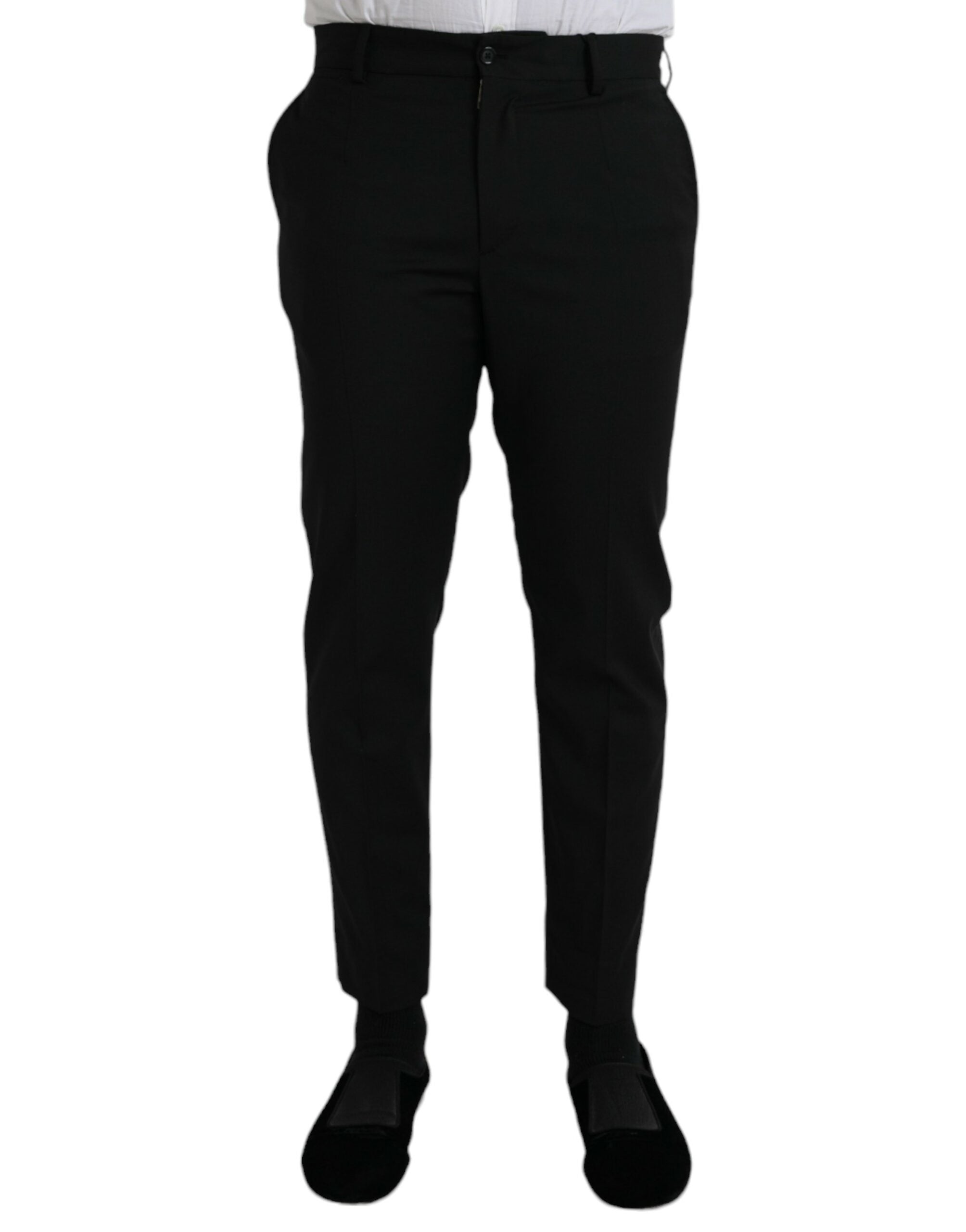 Schwarze Slim-Fit Business-Hose aus Wolle