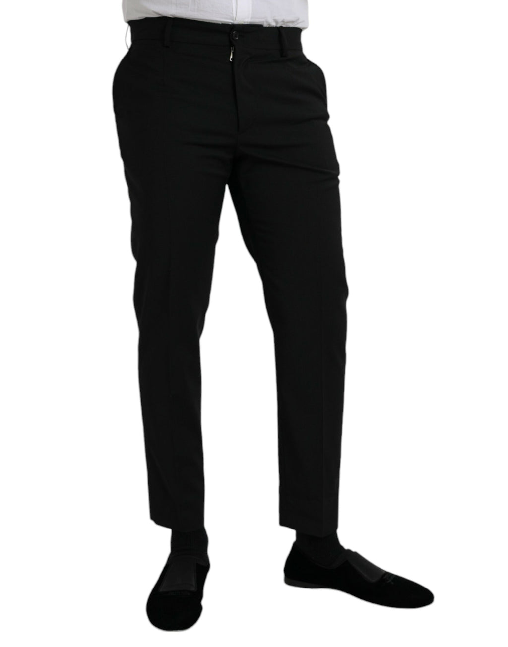 Schwarze Slim-Fit Business-Hose aus Wolle