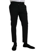 Schwarze Slim-Fit Business-Hose aus Wolle