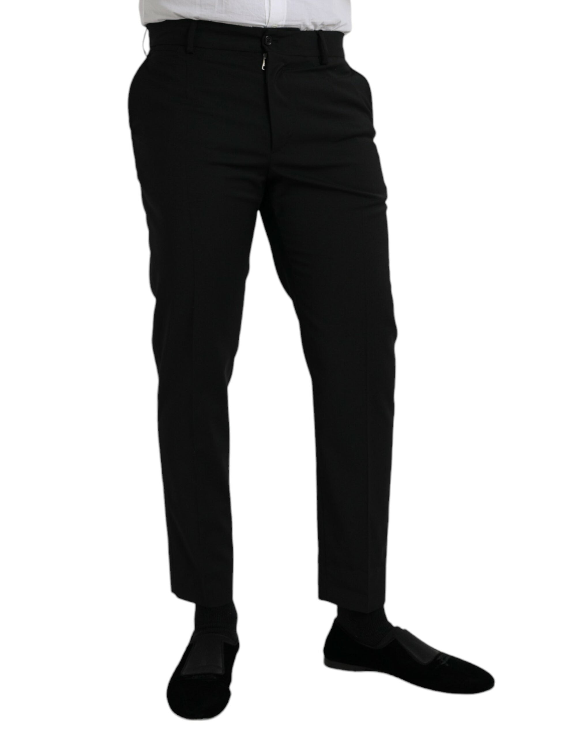 Schwarze Slim-Fit Business-Hose aus Wolle
