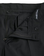 Schwarze Slim-Fit Business-Hose aus Wolle