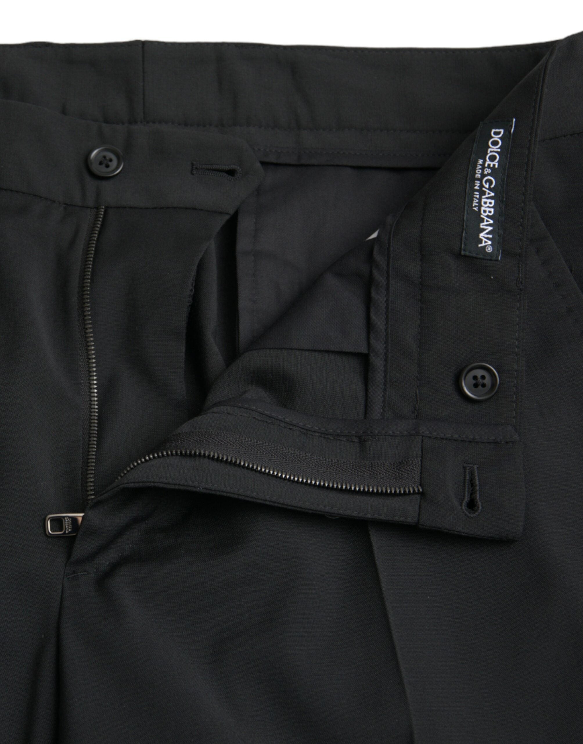 Schwarze Slim-Fit Business-Hose aus Wolle