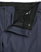 Blue Wool Slim Fit Dress Formal Pants