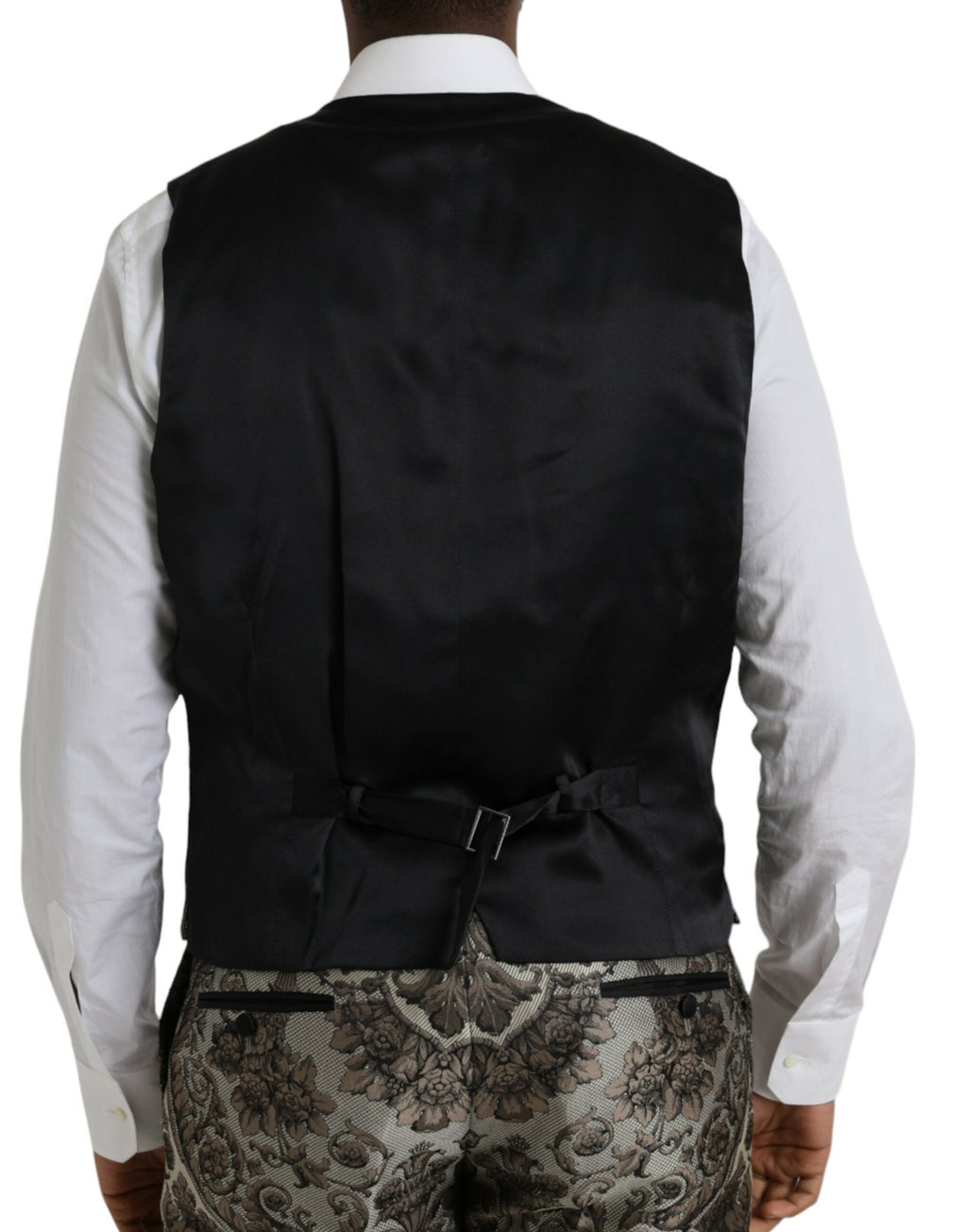Brauner, geblümter Jacquard-Anzug, dreiteilig, festlich