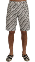 Weiß Schwarz Gestreifte Freizeit-Shorts
