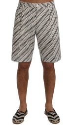 Weiß Schwarz Gestreifte Freizeit-Shorts