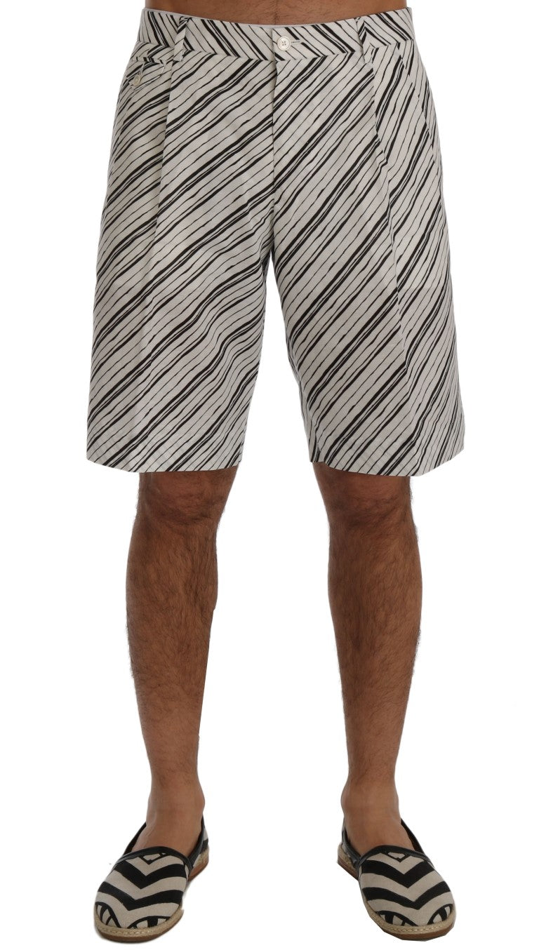 Weiß Schwarz Gestreifte Freizeit-Shorts