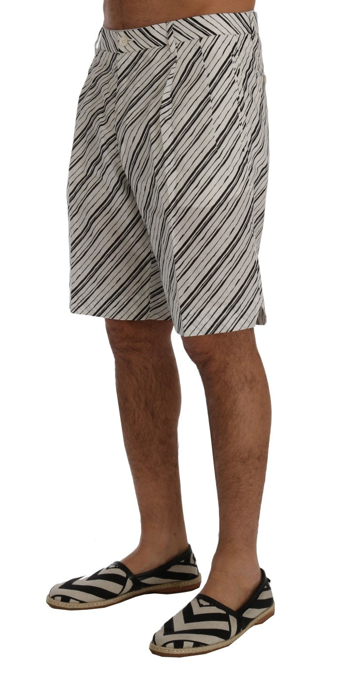 Weiß Schwarz Gestreifte Freizeit-Shorts