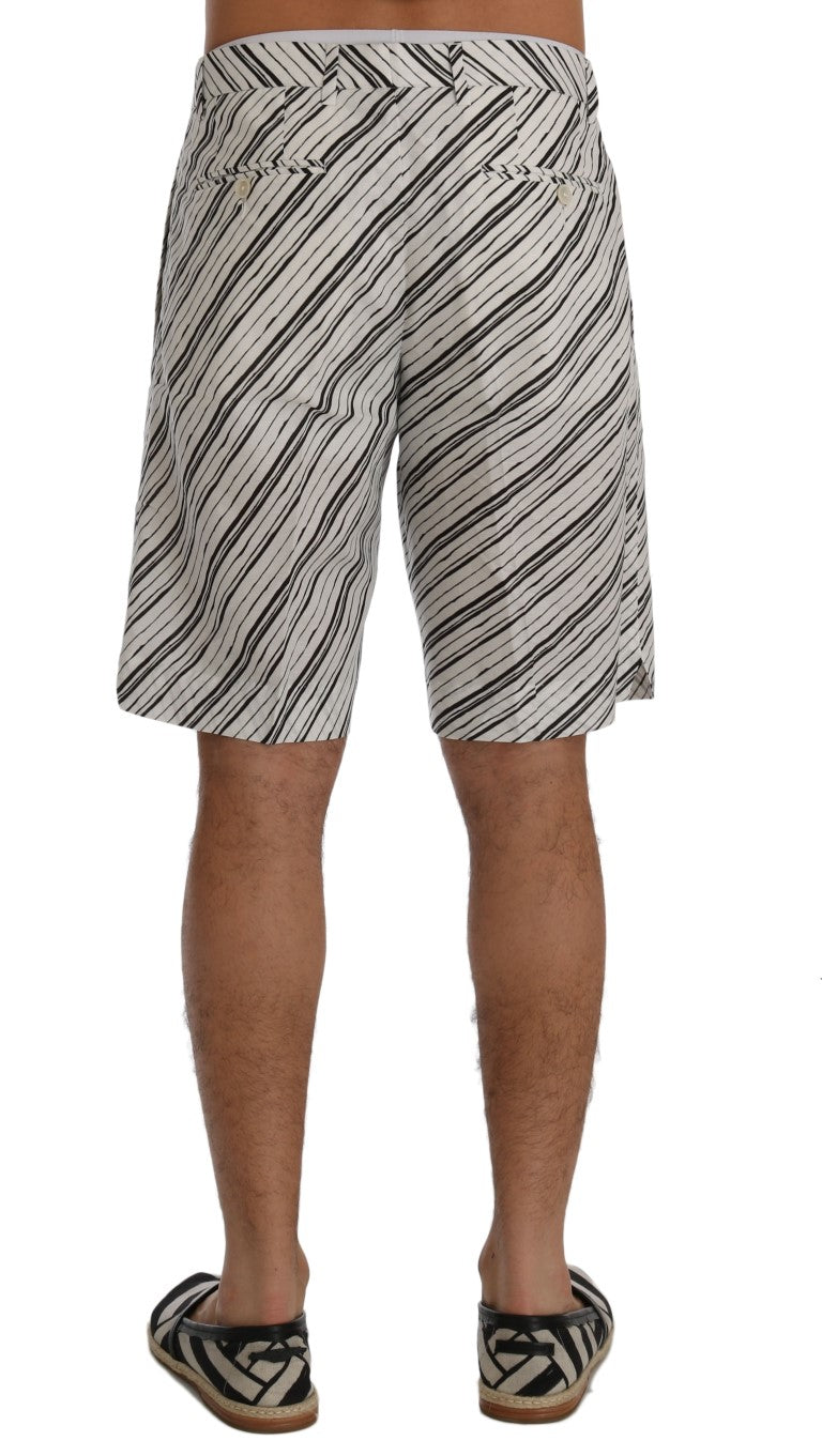 Weiß Schwarz Gestreifte Freizeit-Shorts