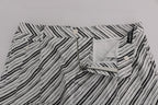 Weiß Schwarz Gestreifte Freizeit-Shorts