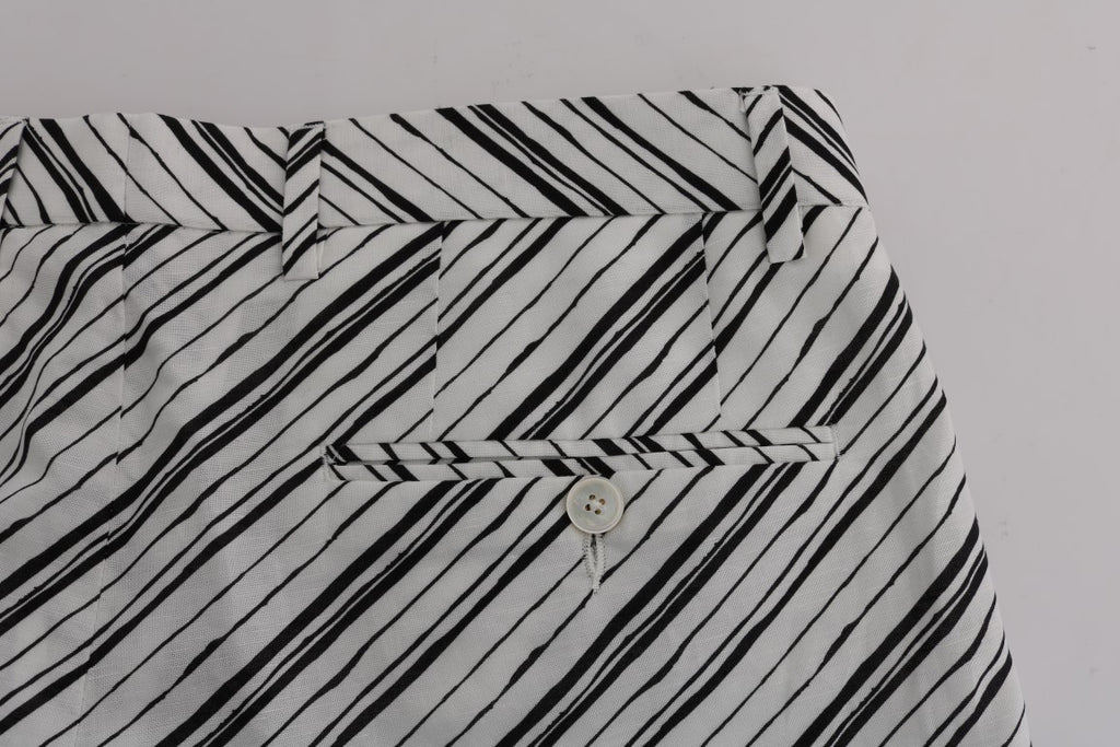 Weiß Schwarz Gestreifte Freizeit-Shorts