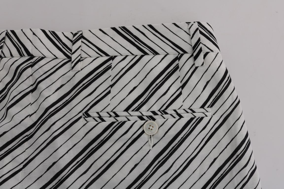 Weiß Schwarz Gestreifte Freizeit-Shorts