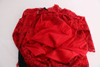 Rotes florales besticktes Etui-Maxikleid