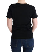 Schwarzes Top/Bluse/T-Shirt aus 100% Wolle