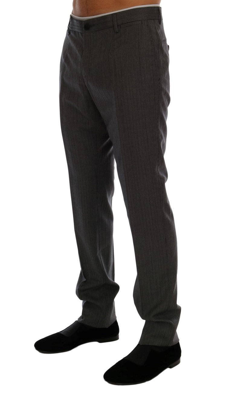 Pantaloni formali gessati di lana grigia