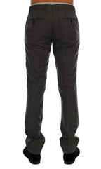 Pantaloni formali gessati di lana grigia